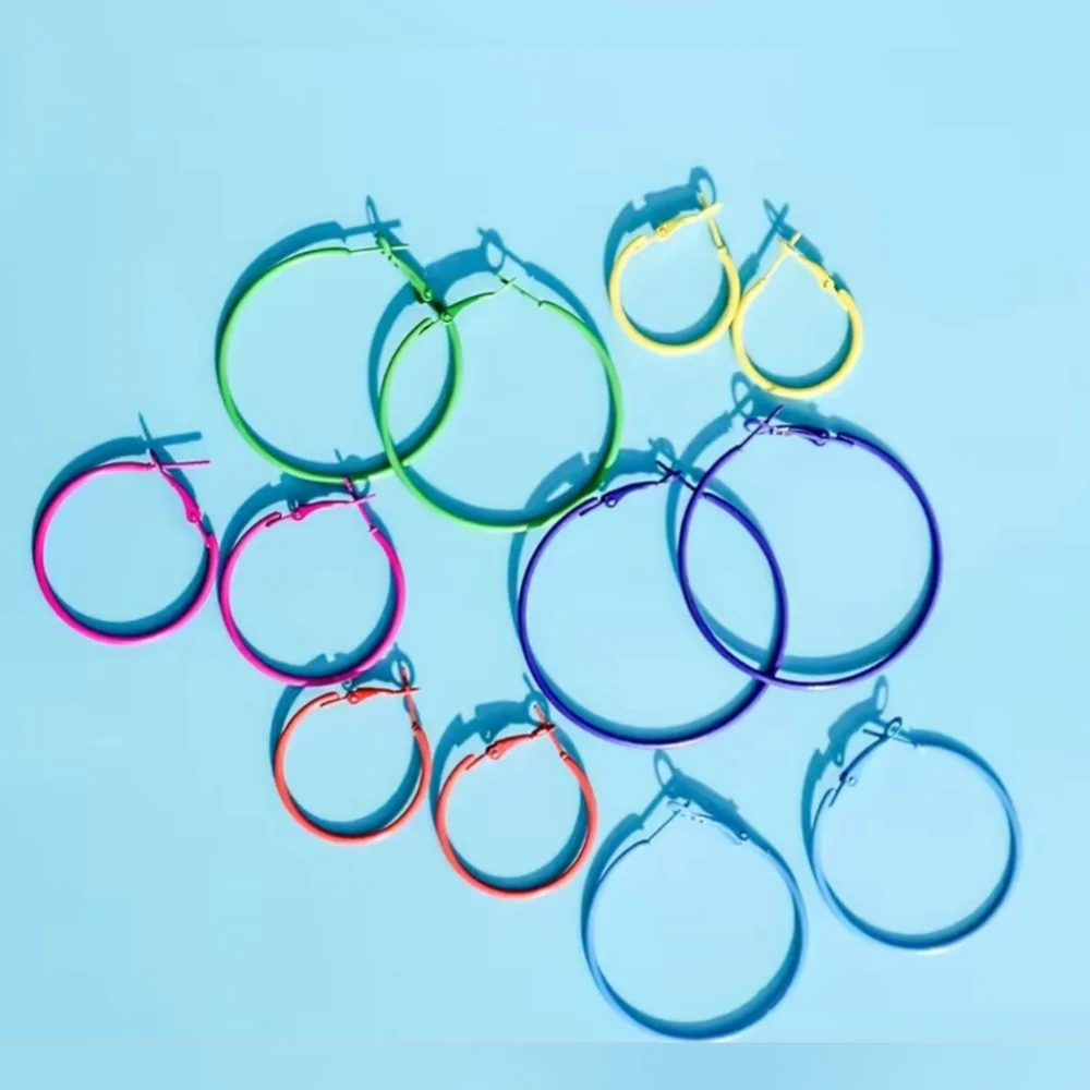 Colorful 6pk hoop earrings - Picture 2 of 4